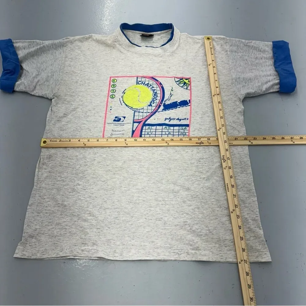 Tennis Association Vintage Ringer Tee Shirt 90’s - Picture 2 of 8